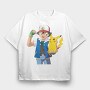 Cartoon Retro Pokemon 4, Tricou Oversize Barbati (Unisex)