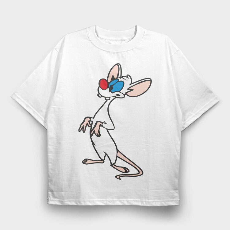 Cartoon Retro Pinky and Cerebro 5, Tricou Oversize Barbati (Unisex)