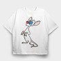Cartoon Retro Pinky and Cerebro 5, Tricou Oversize Barbati (Unisex)