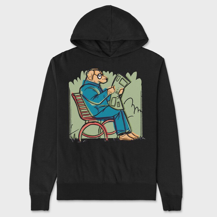 Newspaper Dog Read News, Hanorac Oversize Barbati (Unisex)