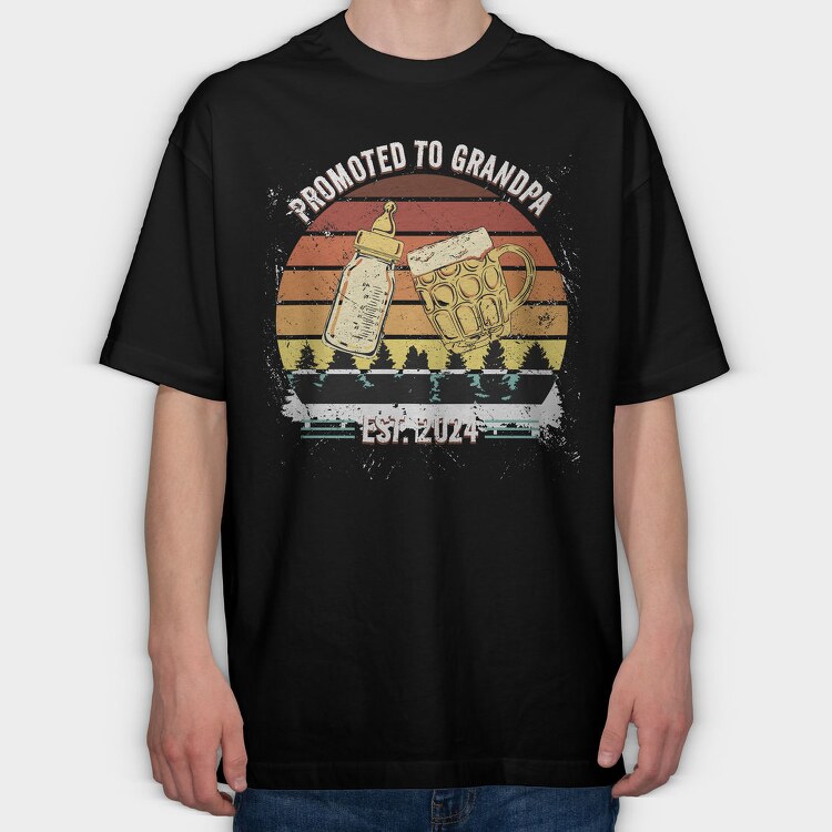 New Grandfather Celebration Promoted Grandpa, Tricou Oversize Barbati (Unisex)