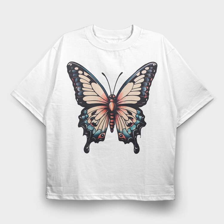 Vibrant Traditional Butterfly, Tricou Oversize Barbati (Unisex)