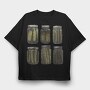 Vintage Pickles Jar Graphic Canned, Tricou Oversize Barbati (Unisex)