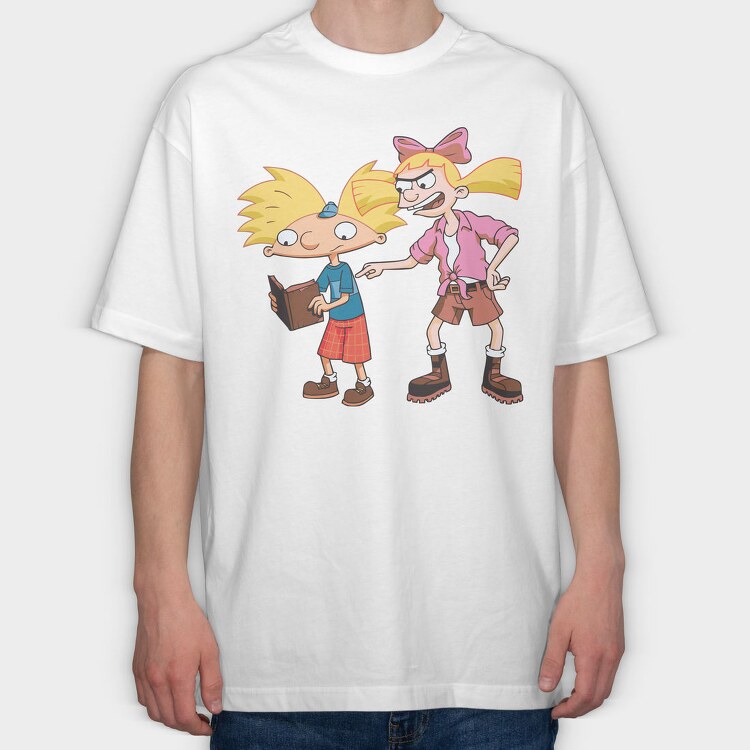 Cartoon Retro Hey Arnold 1, Tricou Oversize Barbati (Unisex)