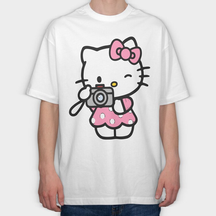 Cartoon Retro Hello Kitty 1, Tricou Oversize Barbati (Unisex)