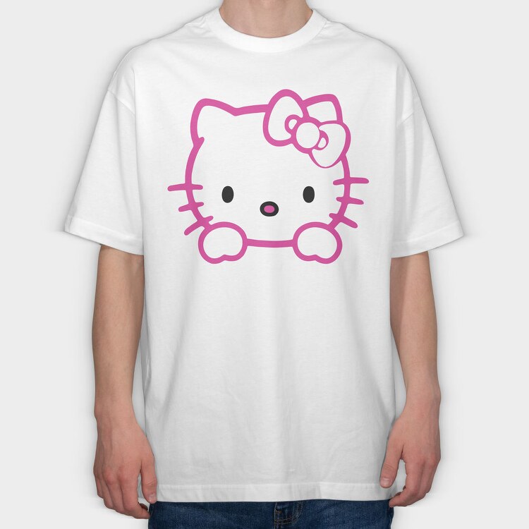 Cartoon Retro Hello Kitty 6, Tricou Oversize Barbati (Unisex)