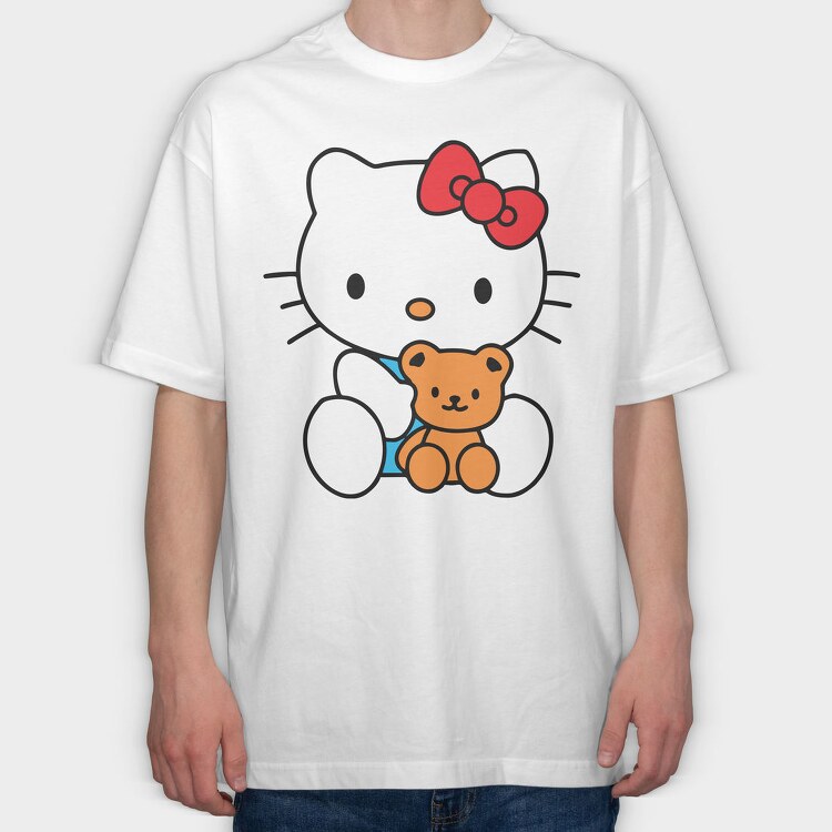 Cartoon Retro Hello Kitty 5, Tricou Oversize Barbati (Unisex)