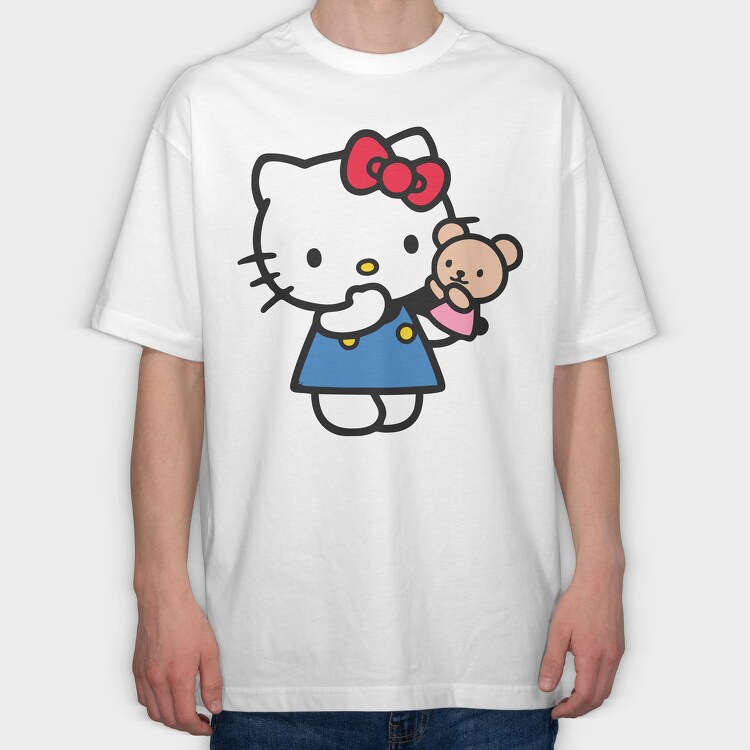 Cartoon Retro Hello Kitty 3, Tricou Oversize Barbati (Unisex)