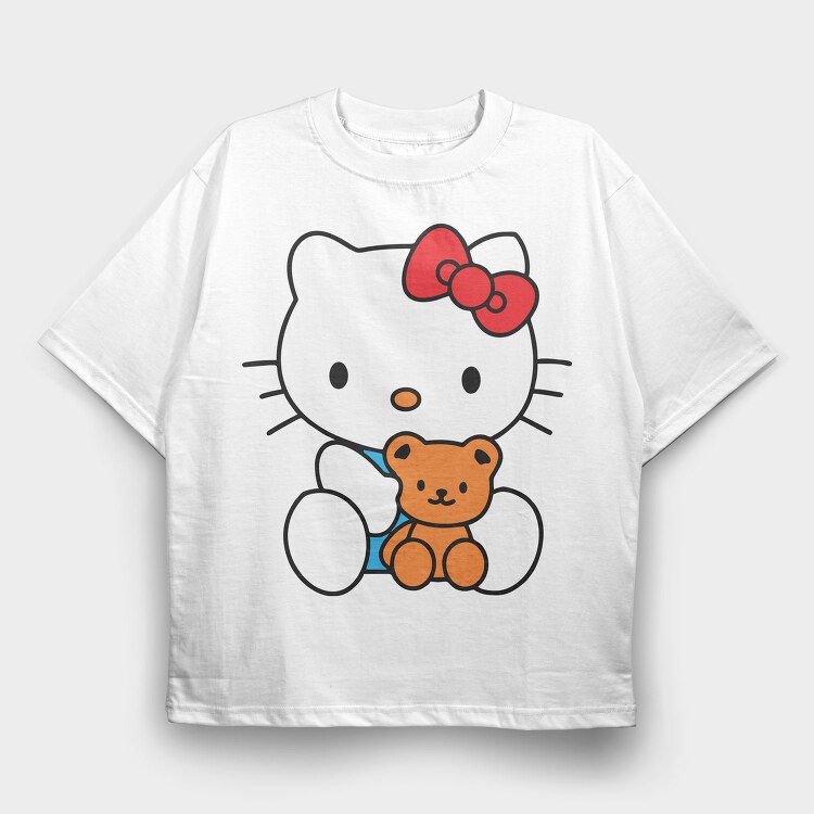 Cartoon Retro Hello Kitty 5, Tricou Oversize Barbati (Unisex)