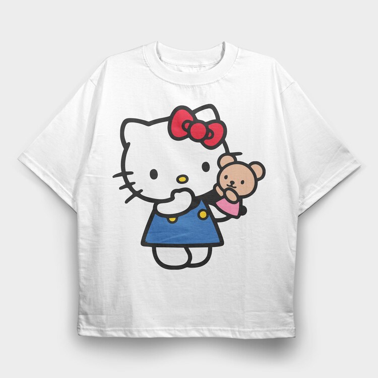 Cartoon Retro Hello Kitty 3, Tricou Oversize Barbati (Unisex)
