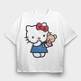 Cartoon Retro Hello Kitty 3, Tricou Oversize Barbati (Unisex)