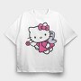 Cartoon Retro Hello Kitty 2, Tricou Oversize Barbati (Unisex)