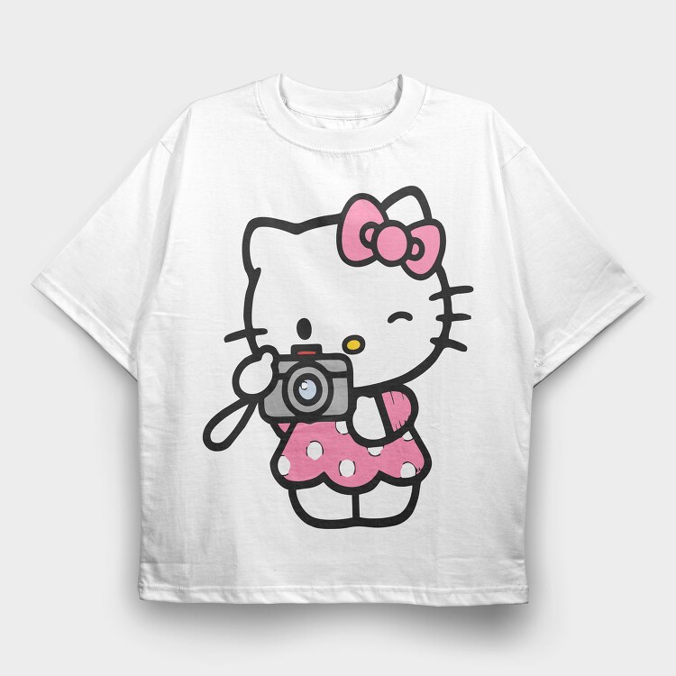 Cartoon Retro Hello Kitty 1, Tricou Oversize Barbati (Unisex)