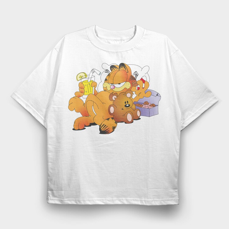 Cartoon Retro Garfield 4, Tricou Oversize Barbati (Unisex)