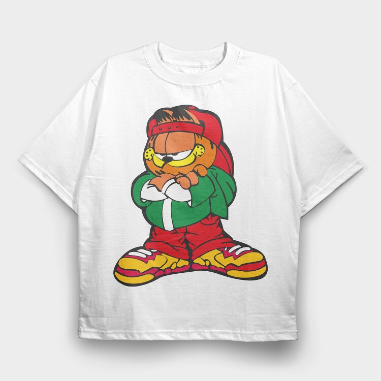 Cartoon Retro Garfield 2, Tricou Oversize Barbati (Unisex)