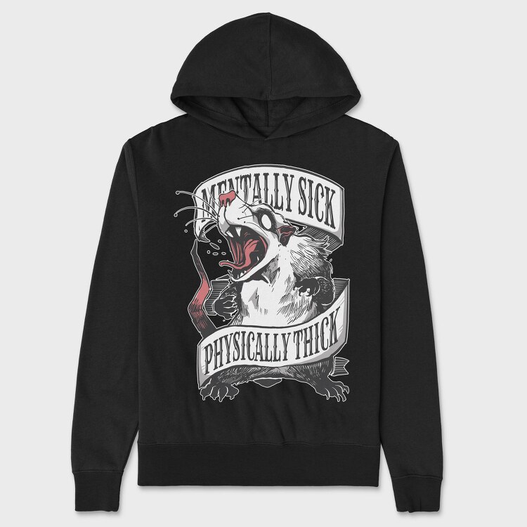 Possum Wild Animal Crazy Badge, Hanorac Oversize Barbati (Unisex)