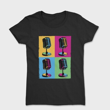 Pop Art Microphones Music, Tricou Femei