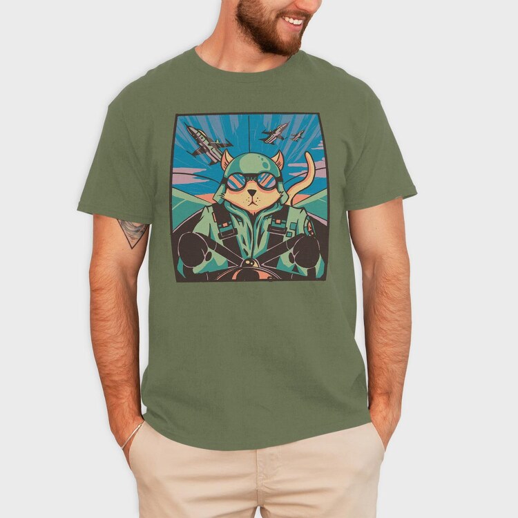 Airplane Cat, Tricou Barbati (Unisex)