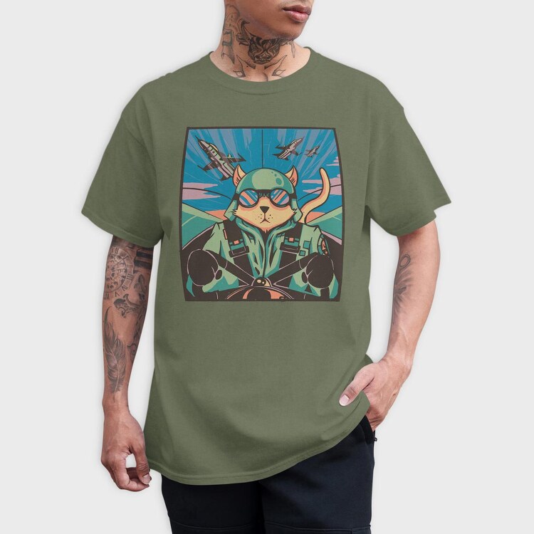 Airplane Cat, Tricou Barbati (Unisex)