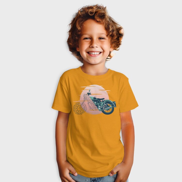 Vintage Geometric Motorbike, Tricou Copii