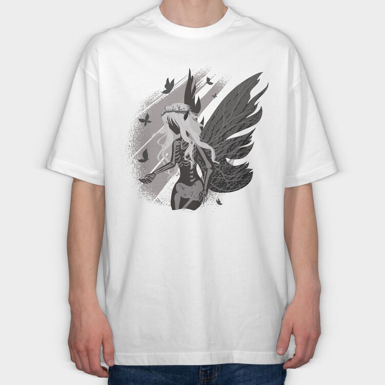 Dark Skeleton Fairy Fantasy Grunge, Tricou Oversize Barbati (Unisex)