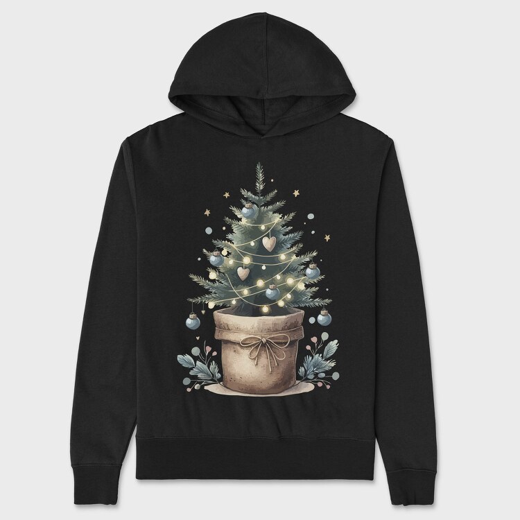 Potted Christmas Tree Tote, Hanorac Oversize Barbati (Unisex)
