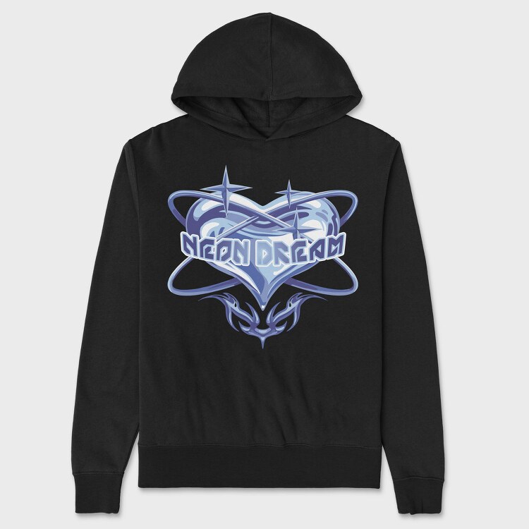 Y3K Neon Dream Heart, Hanorac Oversize Barbati (Unisex)