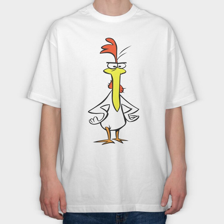 Cartoon Retro Cow and Chicken 6, Tricou Oversize Barbati (Unisex)