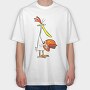 Cartoon Retro Cow and Chicken 5, Tricou Oversize Barbati (Unisex)