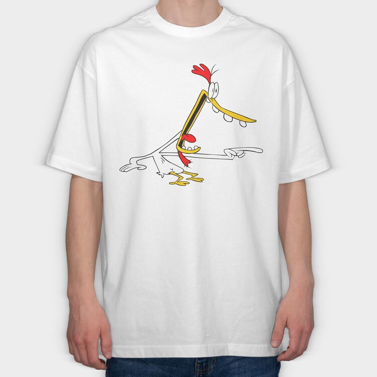Cartoon Retro Cow and Chicken 4, Tricou Oversize Barbati (Unisex)