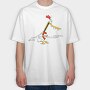 Cartoon Retro Cow and Chicken 4, Tricou Oversize Barbati (Unisex)