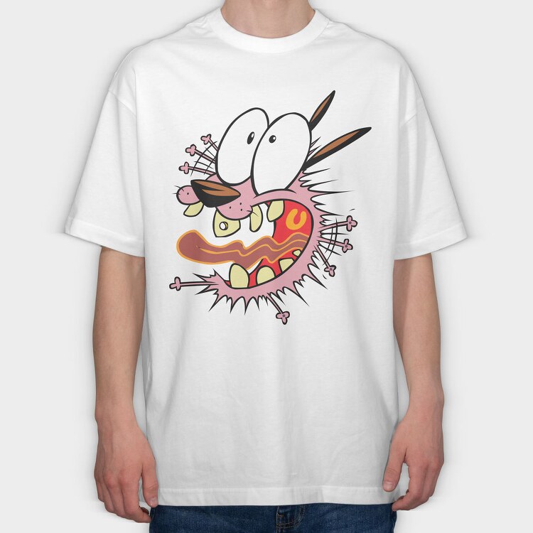 Cartoon Retro Courage the Cowardly Dog 2, Tricou Oversize Barbati (Unisex)