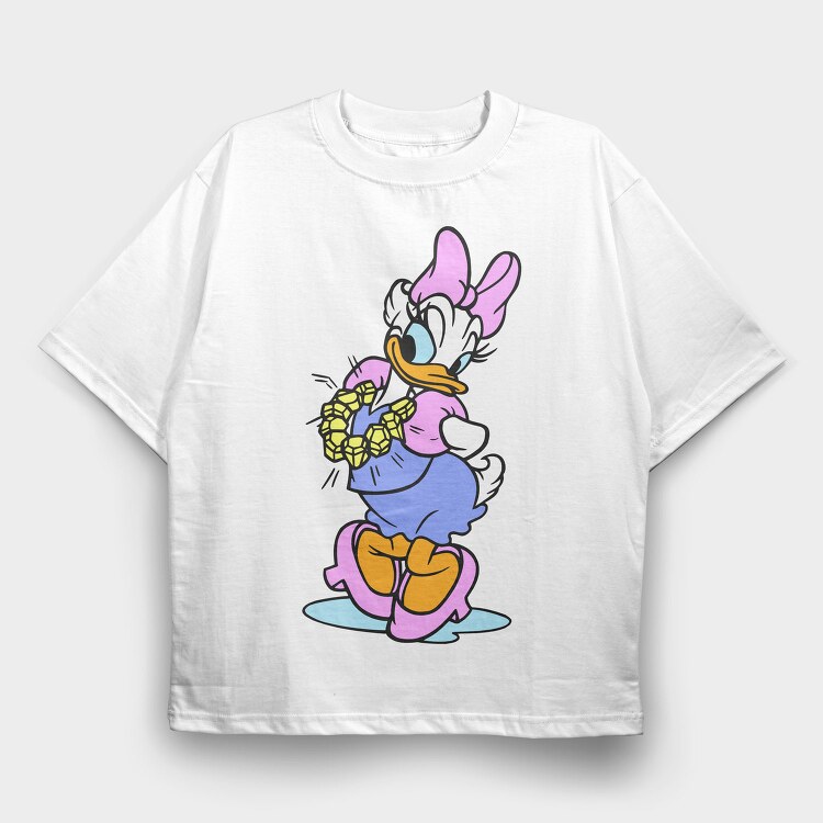 Cartoon Retro Daisy Duck 5, Tricou Oversize Barbati (Unisex)
