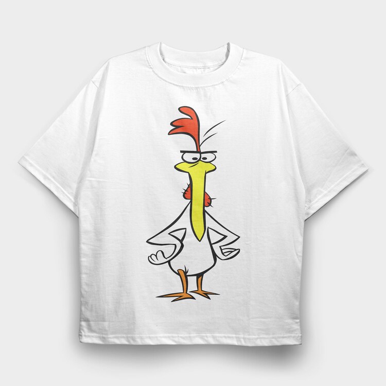 Cartoon Retro Cow and Chicken 6, Tricou Oversize Barbati (Unisex)