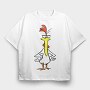 Cartoon Retro Cow and Chicken 6, Tricou Oversize Barbati (Unisex)