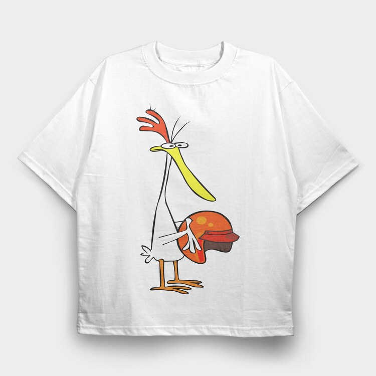 Cartoon Retro Cow and Chicken 5, Tricou Oversize Barbati (Unisex)