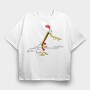 Cartoon Retro Cow and Chicken 4, Tricou Oversize Barbati (Unisex)