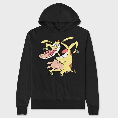 Cartoon Retro Cow and Chicken 3, Hanorac Oversize Barbati (Unisex)