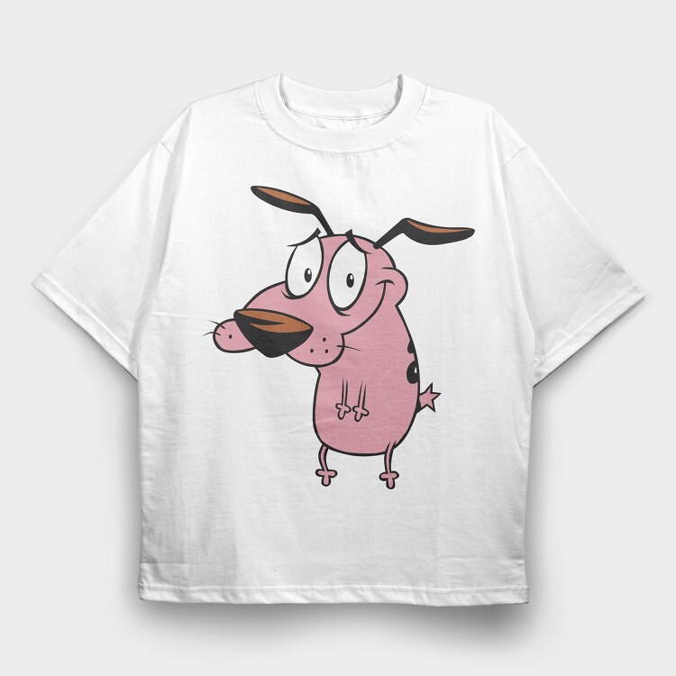 Cartoon Retro Courage the Cowardly Dog 5, Tricou Oversize Barbati (Unisex)