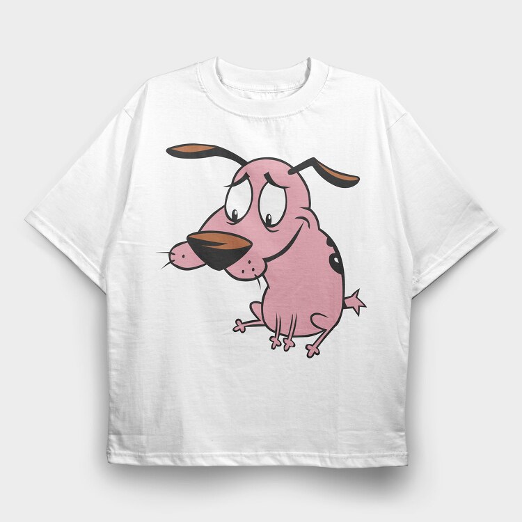 Cartoon Retro Courage the Cowardly Dog 4, Tricou Oversize Barbati (Unisex)