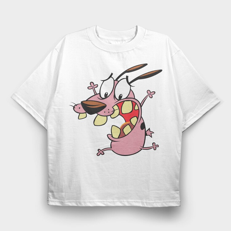 Cartoon Retro Courage the Cowardly Dog 3, Tricou Oversize Barbati (Unisex)