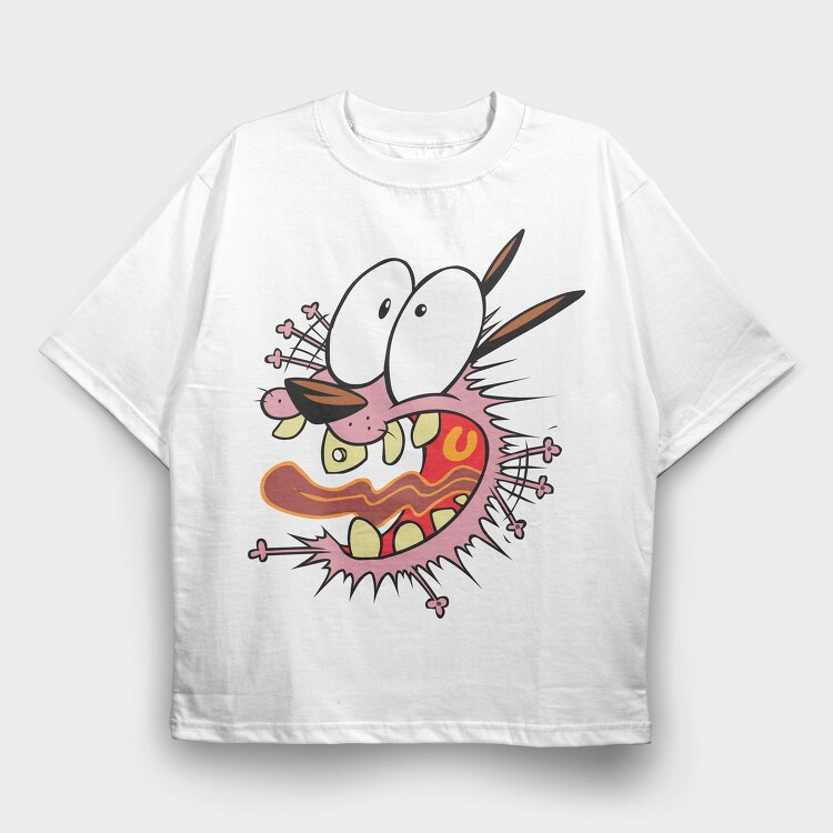 Cartoon Retro Courage the Cowardly Dog 2, Tricou Oversize Barbati (Unisex)