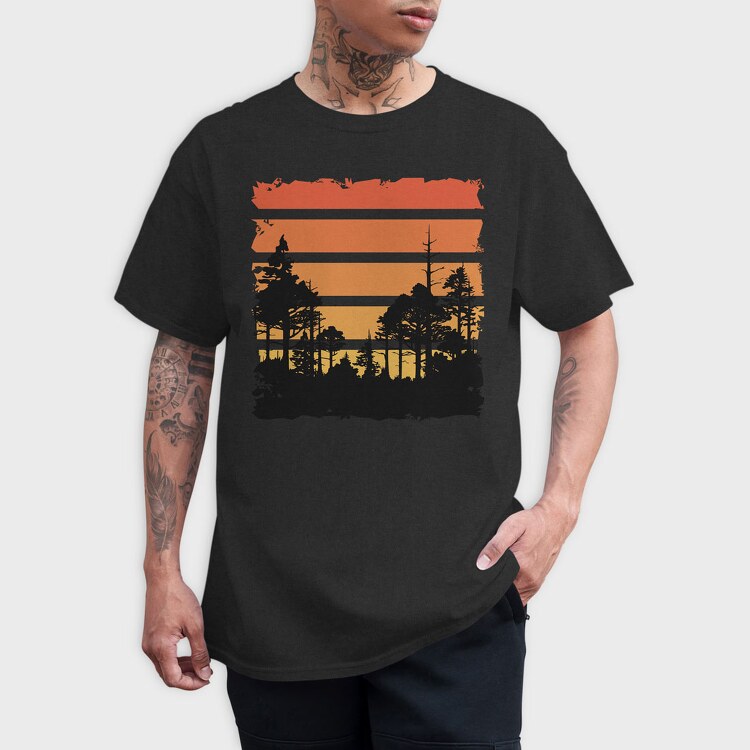 Retrosunset Woods, Tricou Barbati (Unisex)