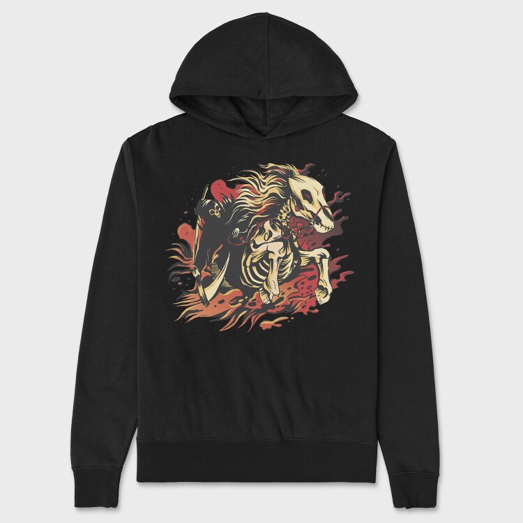 Reaper And Skeletal Horse, Hanorac Oversize Barbati (Unisex)