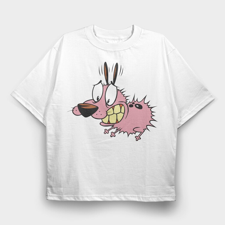 Cartoon Retro Courage the Cowardly Dog 1, Tricou Oversize Barbati (Unisex)