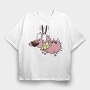 Cartoon Retro Courage the Cowardly Dog 1, Tricou Oversize Barbati (Unisex)