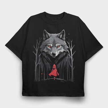 Red Riding Hood Walking Towards Wolf, Tricou Oversize Barbati (Unisex)