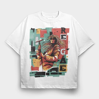 Reggae Musician Abstract Music, Tricou Oversize Barbati (Unisex)