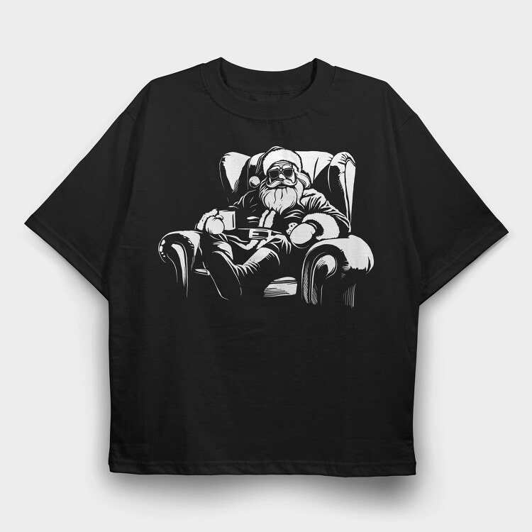 Relaxed Santa Claus Chill Cookie Milk, Tricou Oversize Barbati (Unisex)
