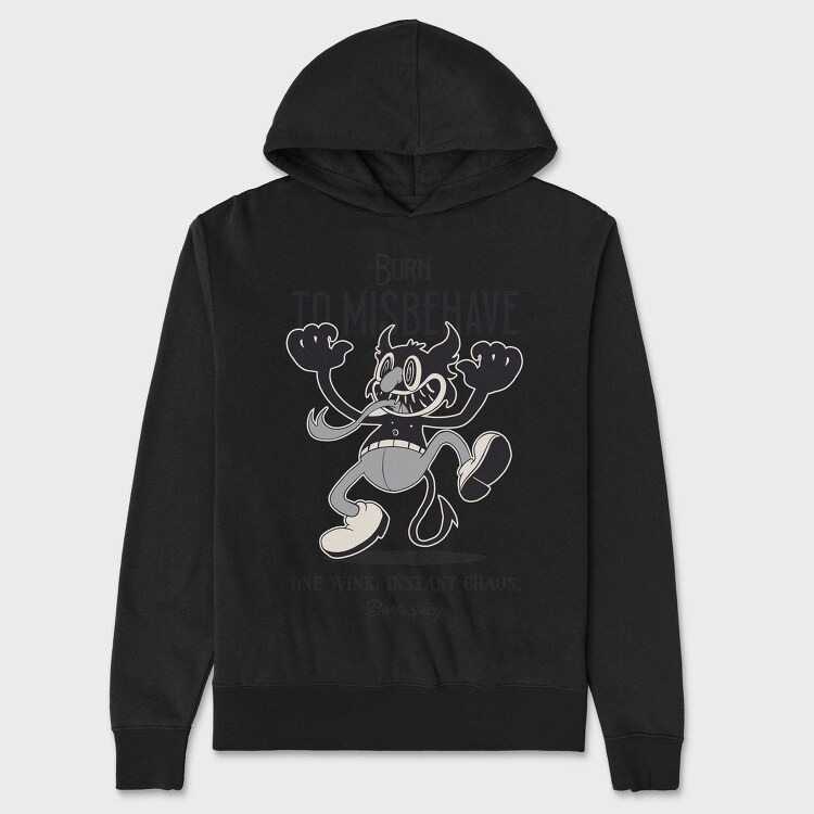 Retro Devil Halloween Cartoon, Hanorac Oversize Barbati (Unisex)